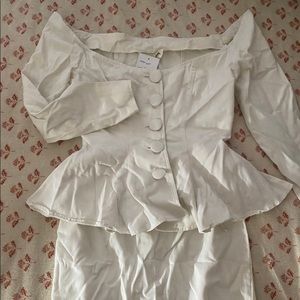White peplum corset top/skirt set